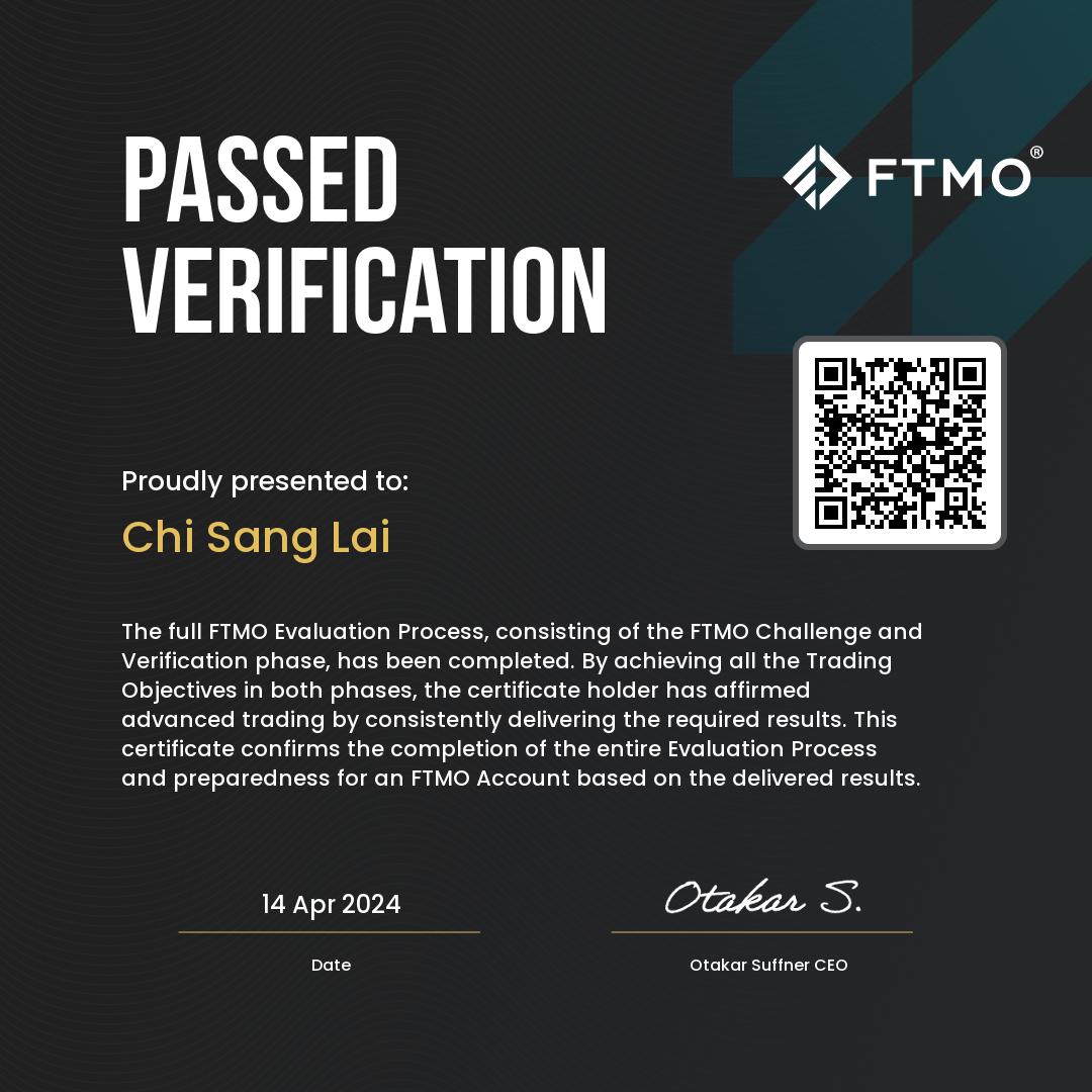 FTMO passed verification reference